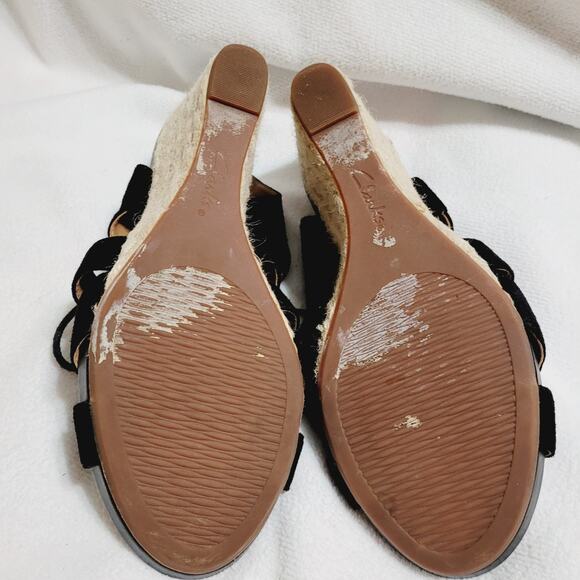 Clark's Artisan black suede lace up espadrille sandal size 9 - Picture 6 of 8